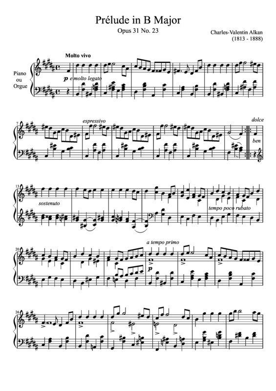 Partitura da música Prelude Opus 31 No. 23 In B Major