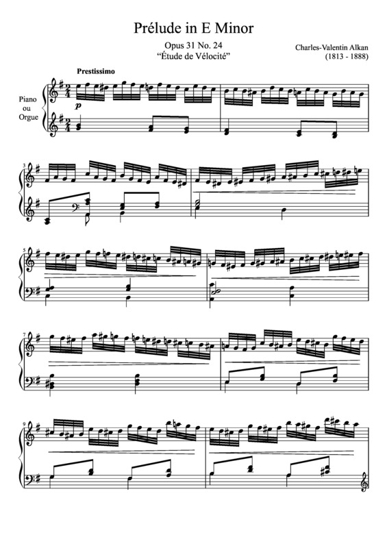 Partitura da música Prelude Opus 31 No. 24 In E Minor