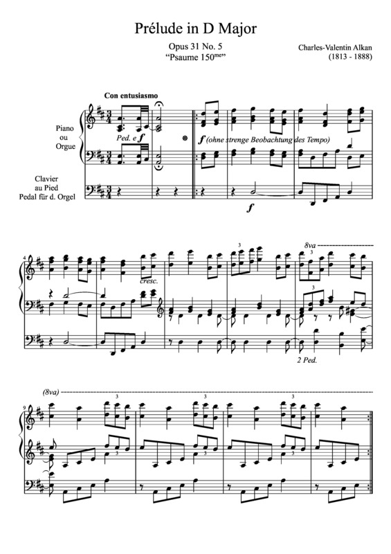 Partitura da música Prelude Opus 31 No. 5 In D Major