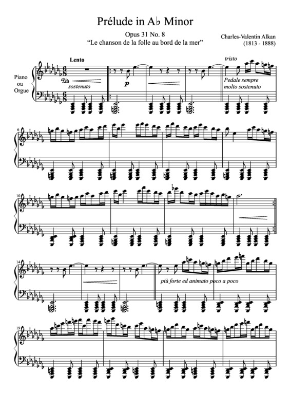 Partitura da música Prelude Opus 31 No. 8 In A Minor