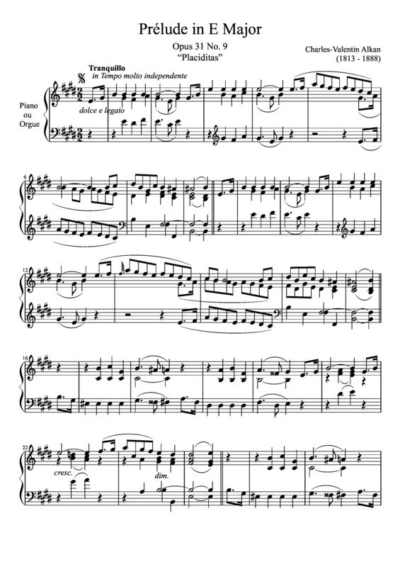 Partitura da música Prelude Opus 31 No. 9 In E Major