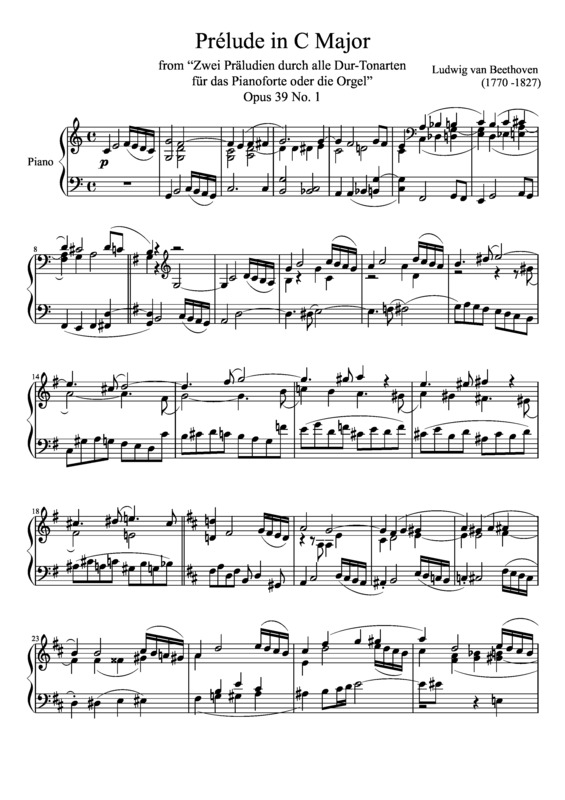 Partitura da música Prelude Opus 39 No. 1 In C Major