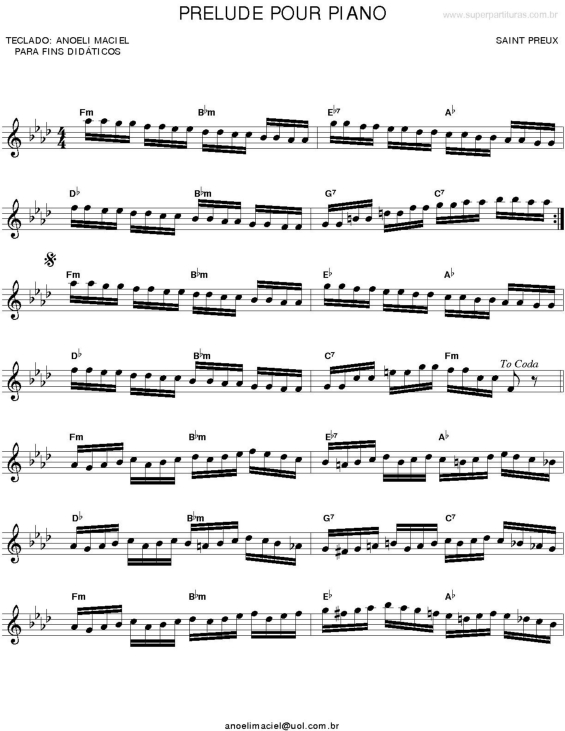 Partitura da música Prelude Pour Piano
