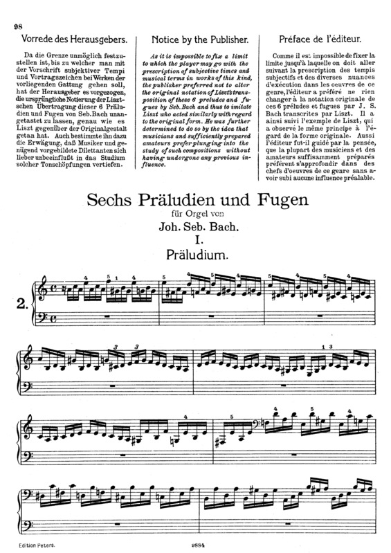 Partitura da música Preludes And Fugues By J.S. Bach S.462