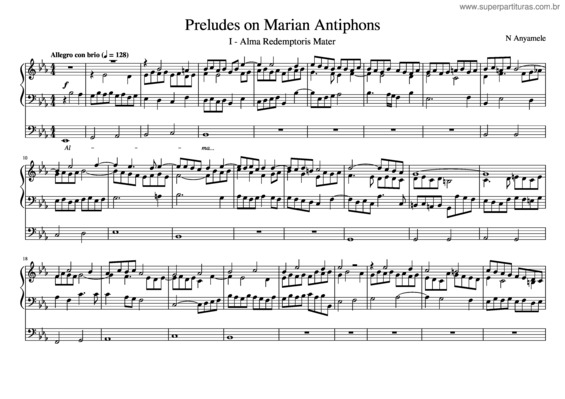 Partitura da música Preludes On Marian Antiphons – 1 – Alma Redemptoris Mater