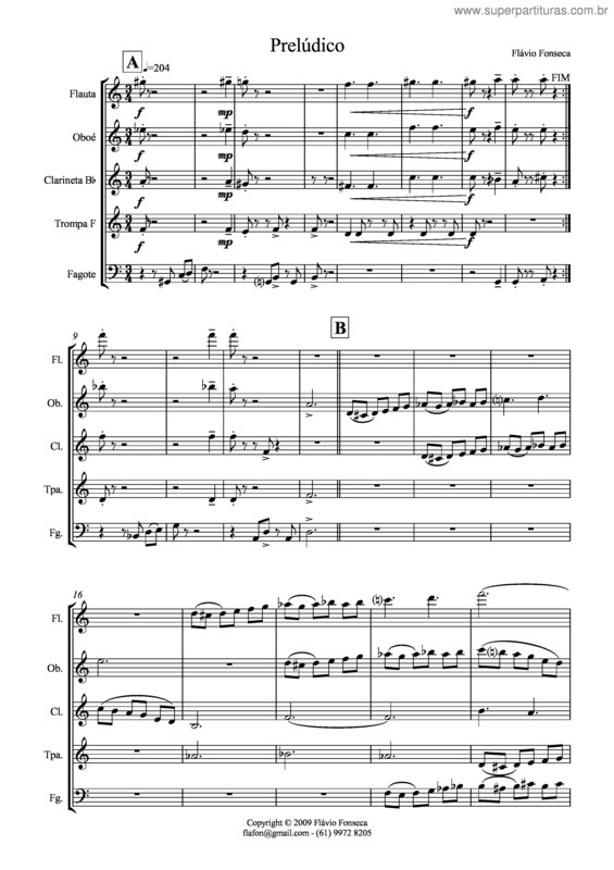 Partitura da música Prelúdico