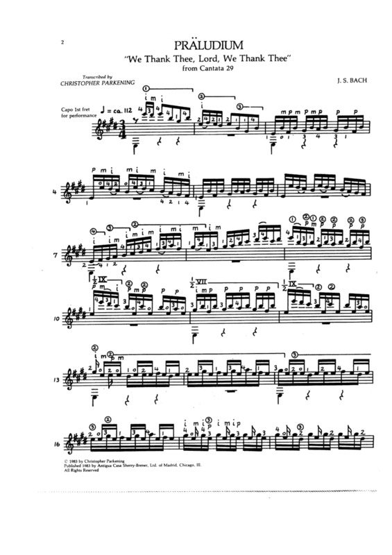 Partitura da música Preludio (Cantata 29)