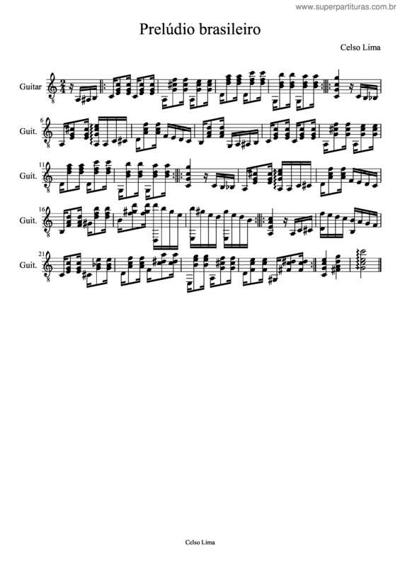 Partitura da música Prelúdio Brasileiro