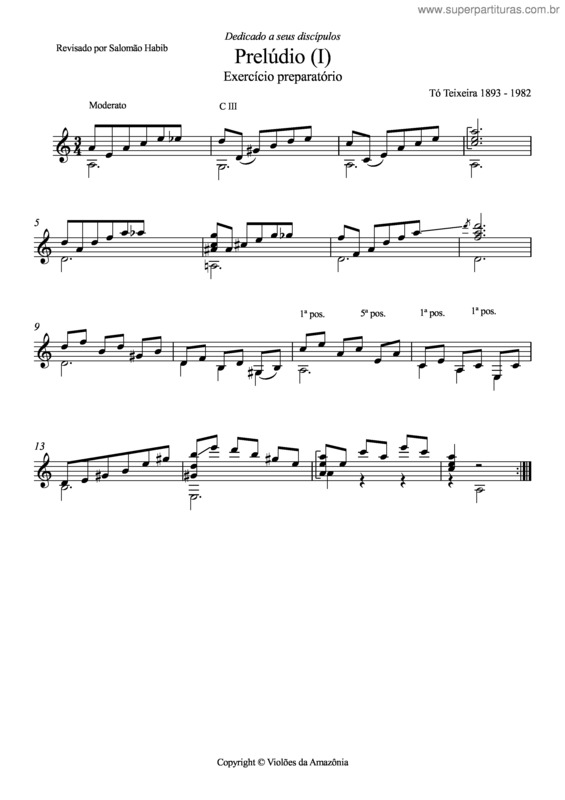 Partitura da música Prelúdio I