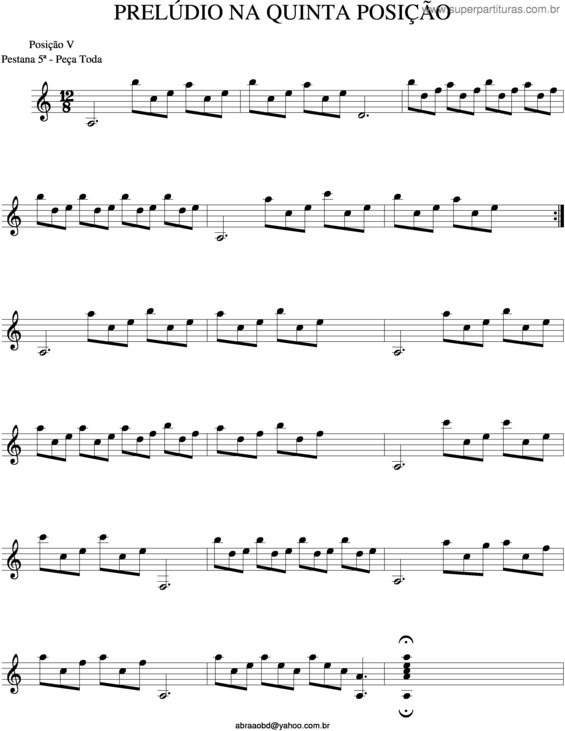 Partitura da música Prelúdio Na Quinta Posição