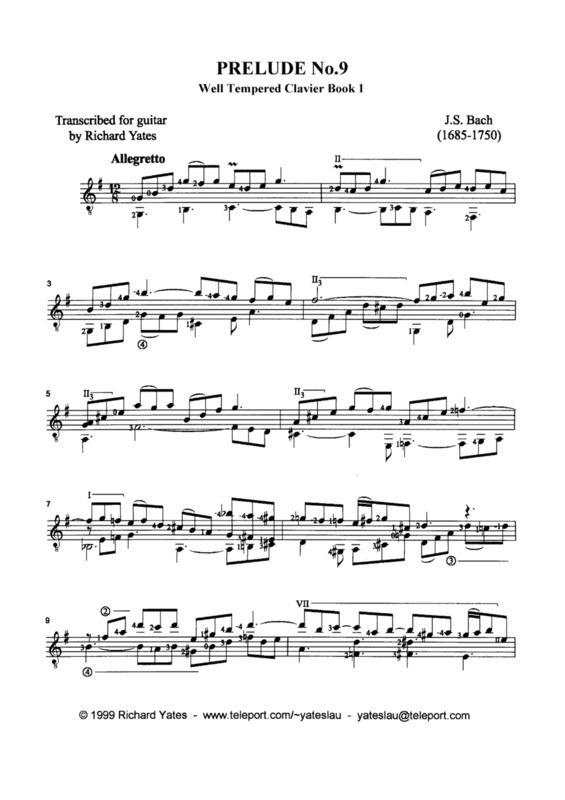 Partitura da música Preludio No 9