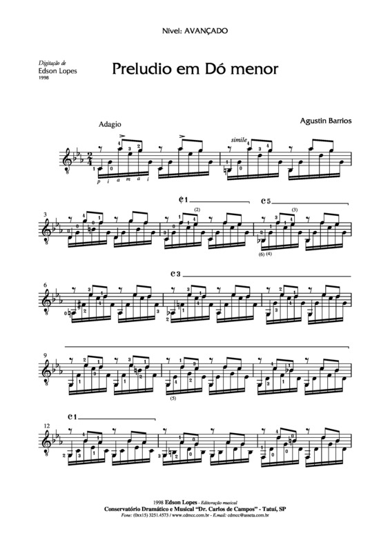 Partitura da música Prelúdio Nr 4 em Do menor