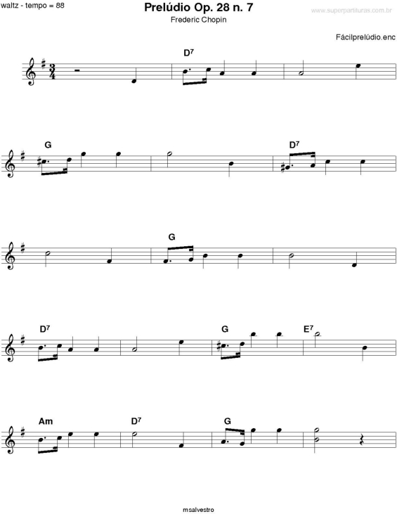 Partitura da música Prelúdio Op. 28 N. 7