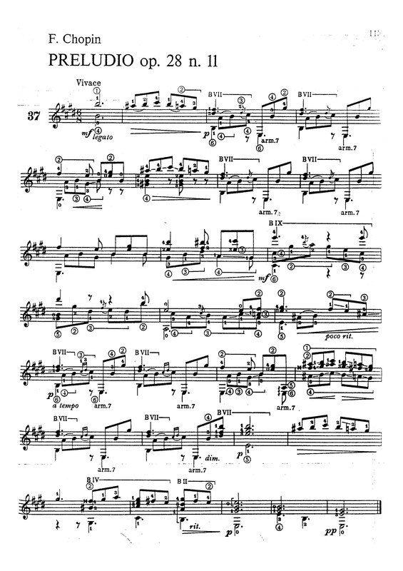 Partitura da música Preludio Op 28 N. 11