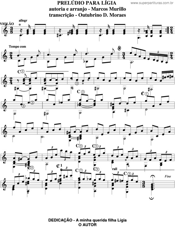 Partitura da música Prelúdio Para Ligia