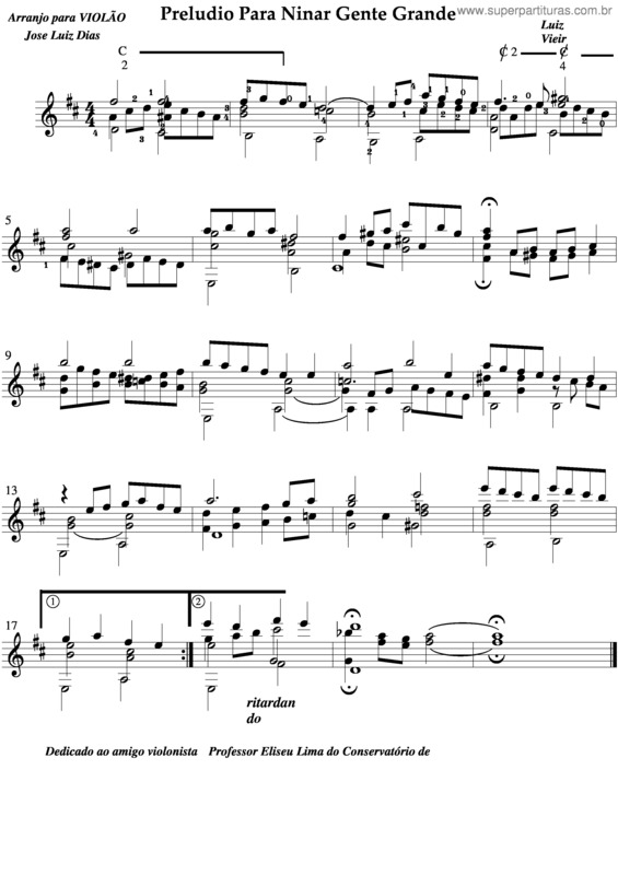 Partitura da música Preludio Para Ninar Gente Grande v.3