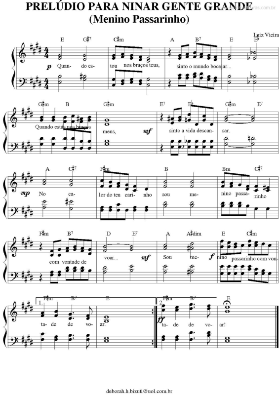 Partitura da música Prelúdio Para Ninar Gente Grande