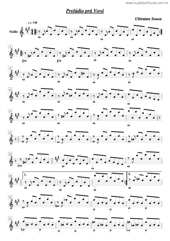 Partitura da música Prelúdio Pra Vovó