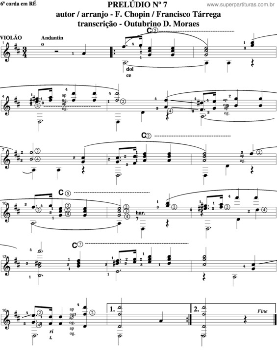 Partitura da música Prelúdio v.13