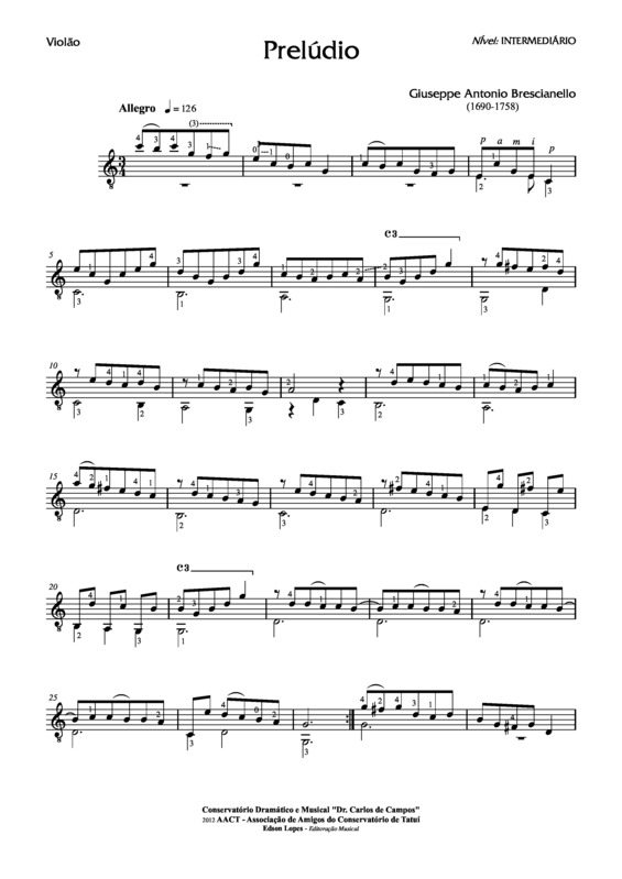 Partitura da música Prelúdio v.16