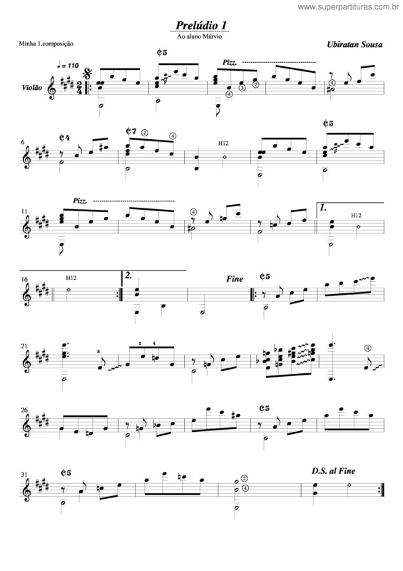 Partitura da música Prelúdio v.6