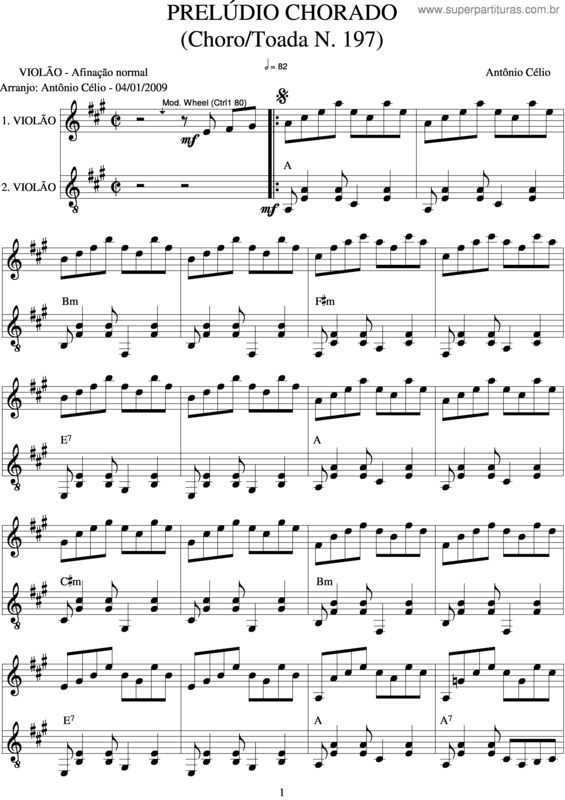 Partitura da música Prelúdio v.7
