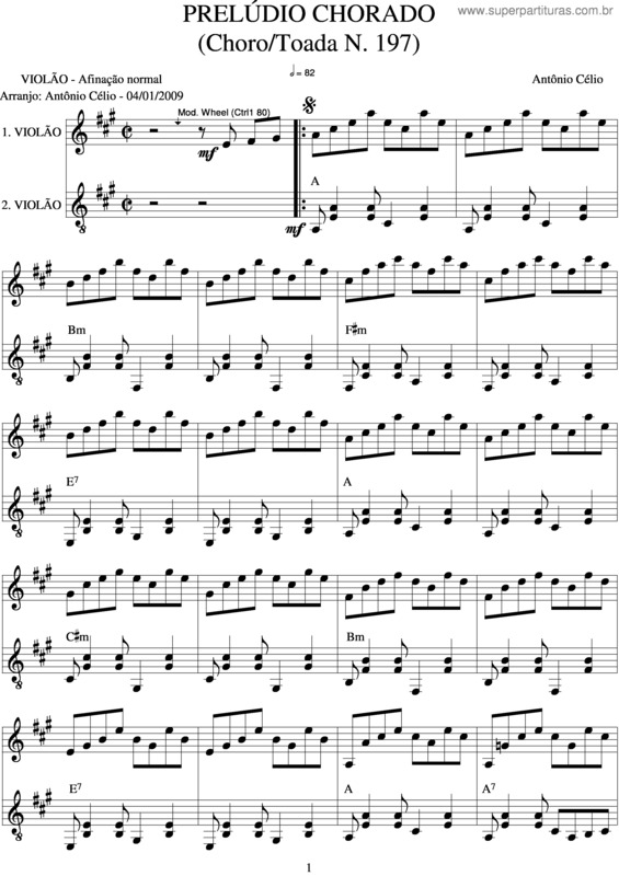 Partitura da música Prelúdio v.7