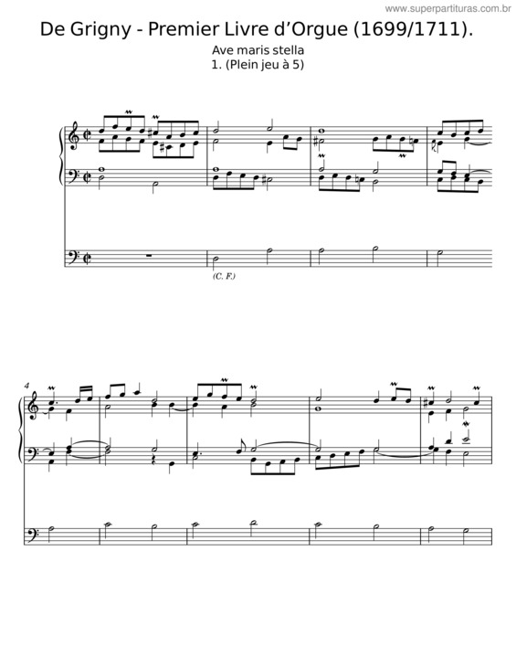 Partitura da música Premier Livre D’Orgue – De Grigny