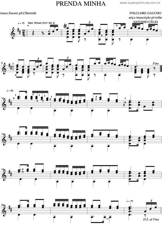 Partitura da música Prenda Minha 