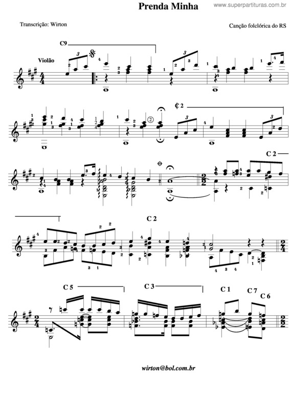 Partitura da música Prenda Minha v.5