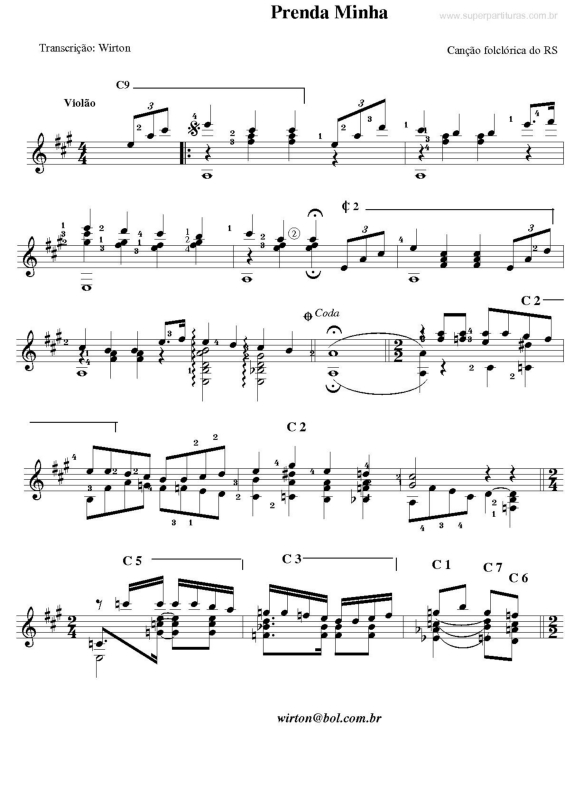 Partitura da música Prenda Minha