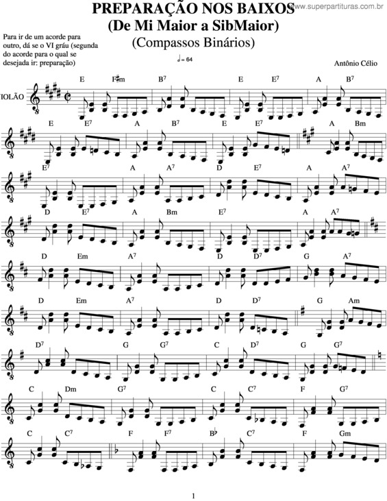 Partitura da música Preparações Para Baixo