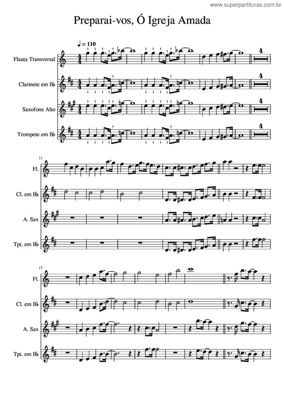Partitura da música Preparai–Vos, Ó Igreja Amada