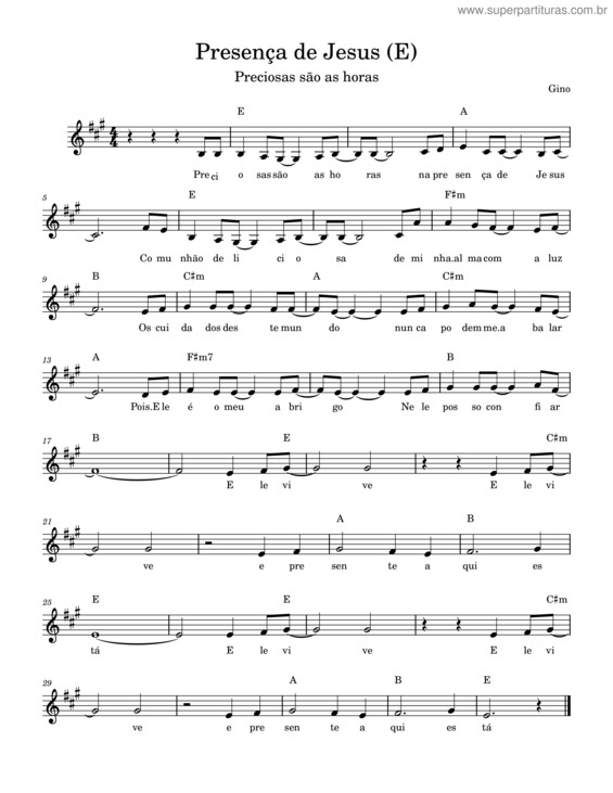 Partitura da música Presença De Jesus v.2