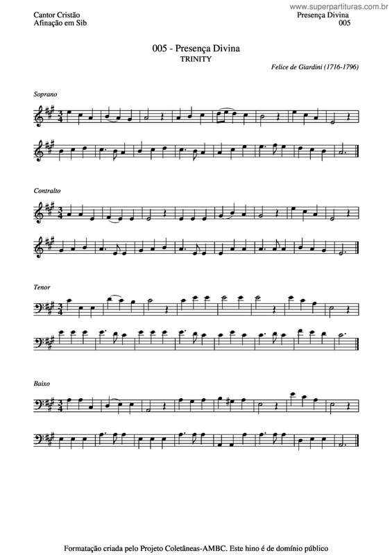 Partitura da música Presença Divina v.3