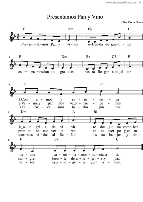 Partitura da música Presentamos Pan Y Vino