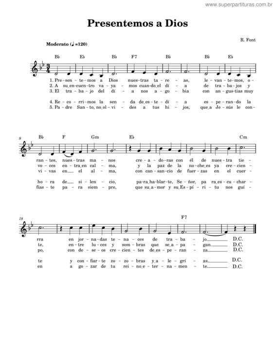 Partitura da música Presentemos A Dios