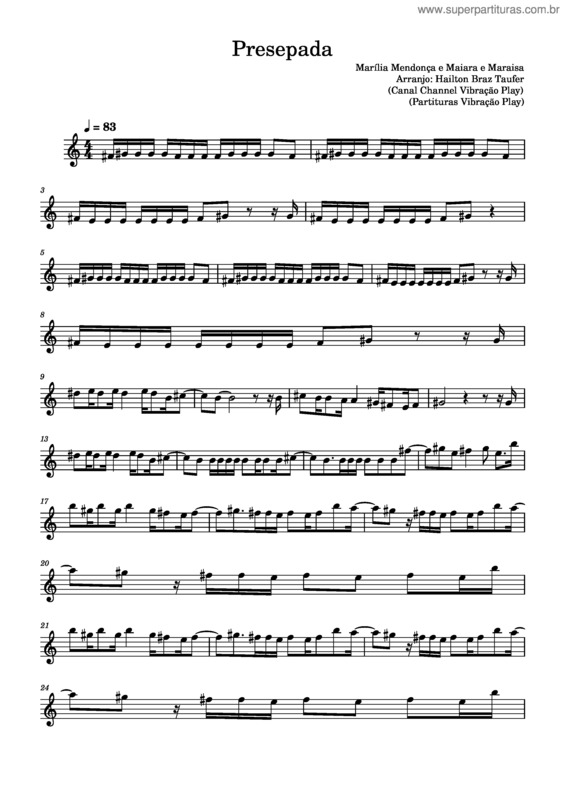 Partitura da música Presepada – Marília Mendonça