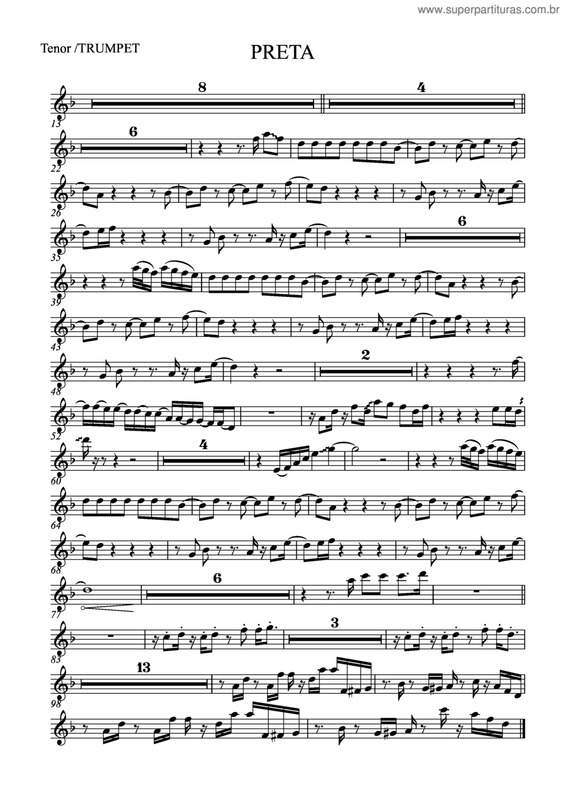 Partitura da música Preta