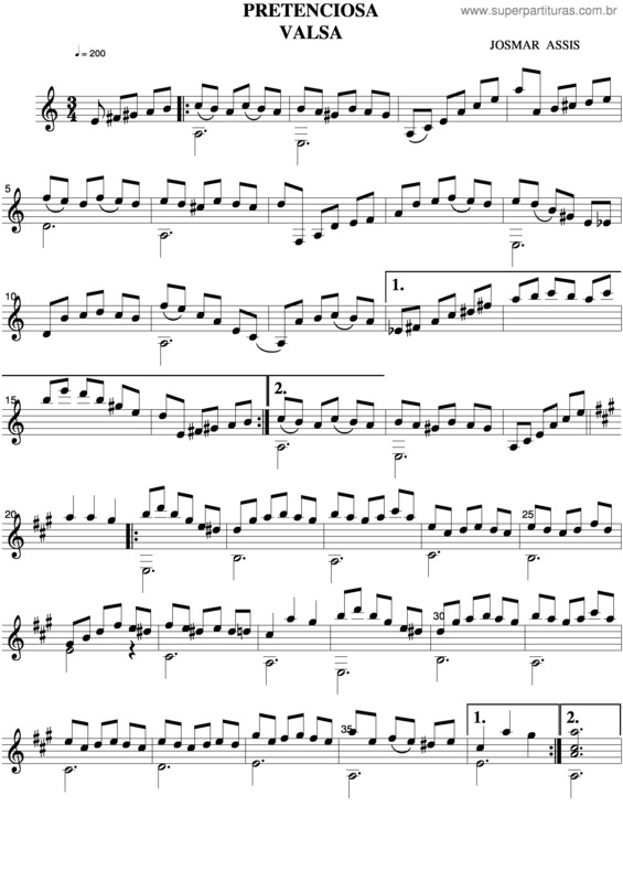 Partitura da música Pretenciosa