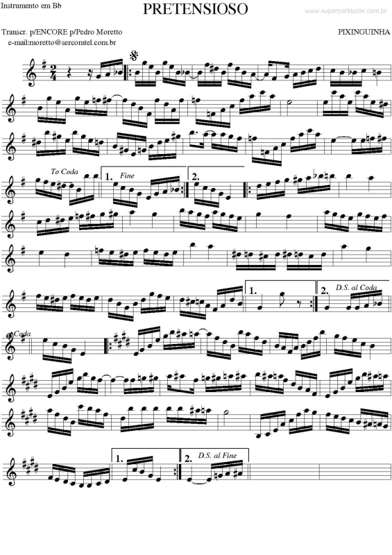 Partitura da música Pretensioso