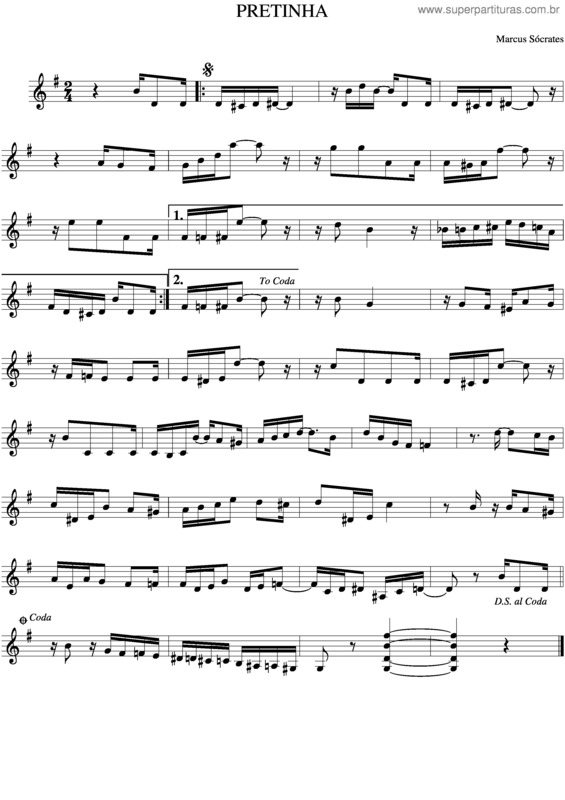 Partitura da música Pretinha