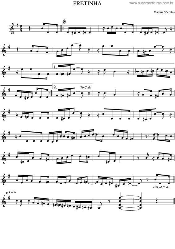 Partitura da música Pretinha