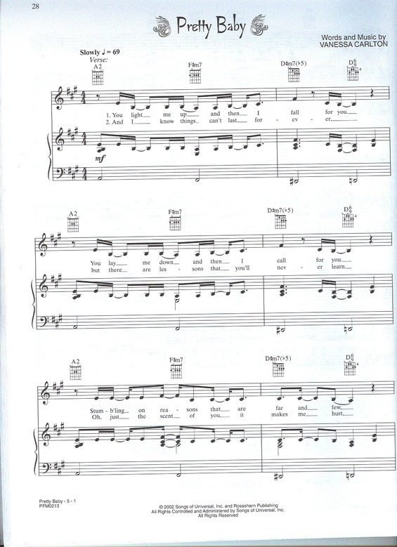 Partitura da música Pretty Baby