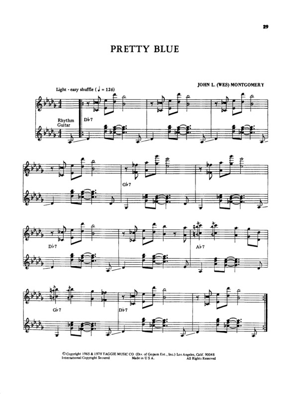 Partitura da música Pretty Blue