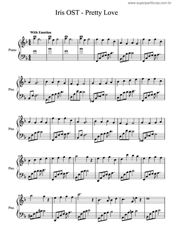 Partitura da música Pretty Love–Iris Ost