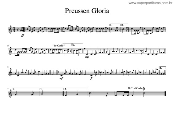 Partitura da música Preussen Gloria