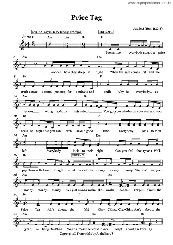 Partitura da música Price tag