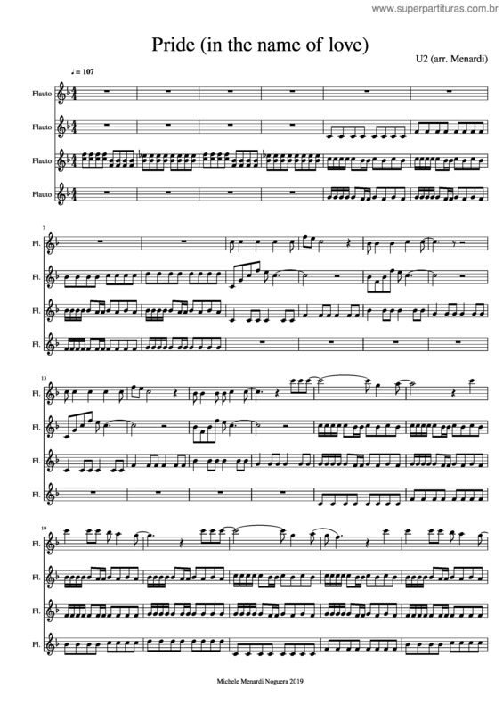 Partitura da música Pride  In The Name Of Love