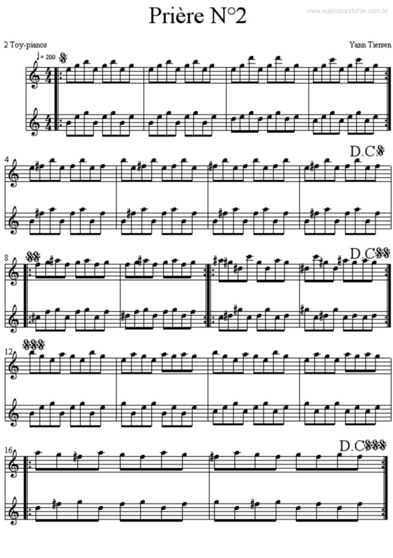 Partitura da música Prière n2